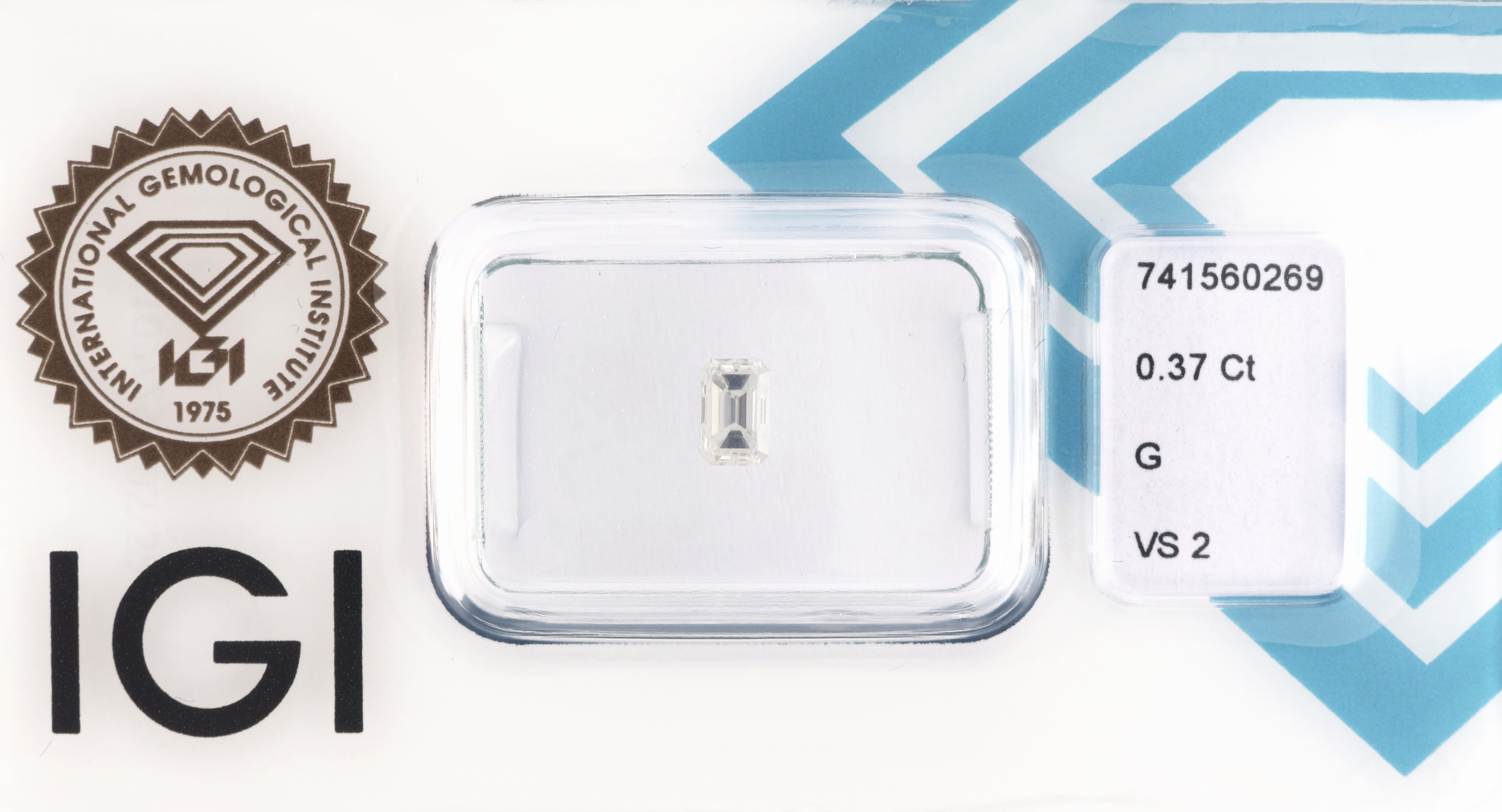 Image 27076729 - Loose diamond , 0.37 ct Top Wesselton (G)/vs2, emerald cut, sealed, IGI-expertise ...