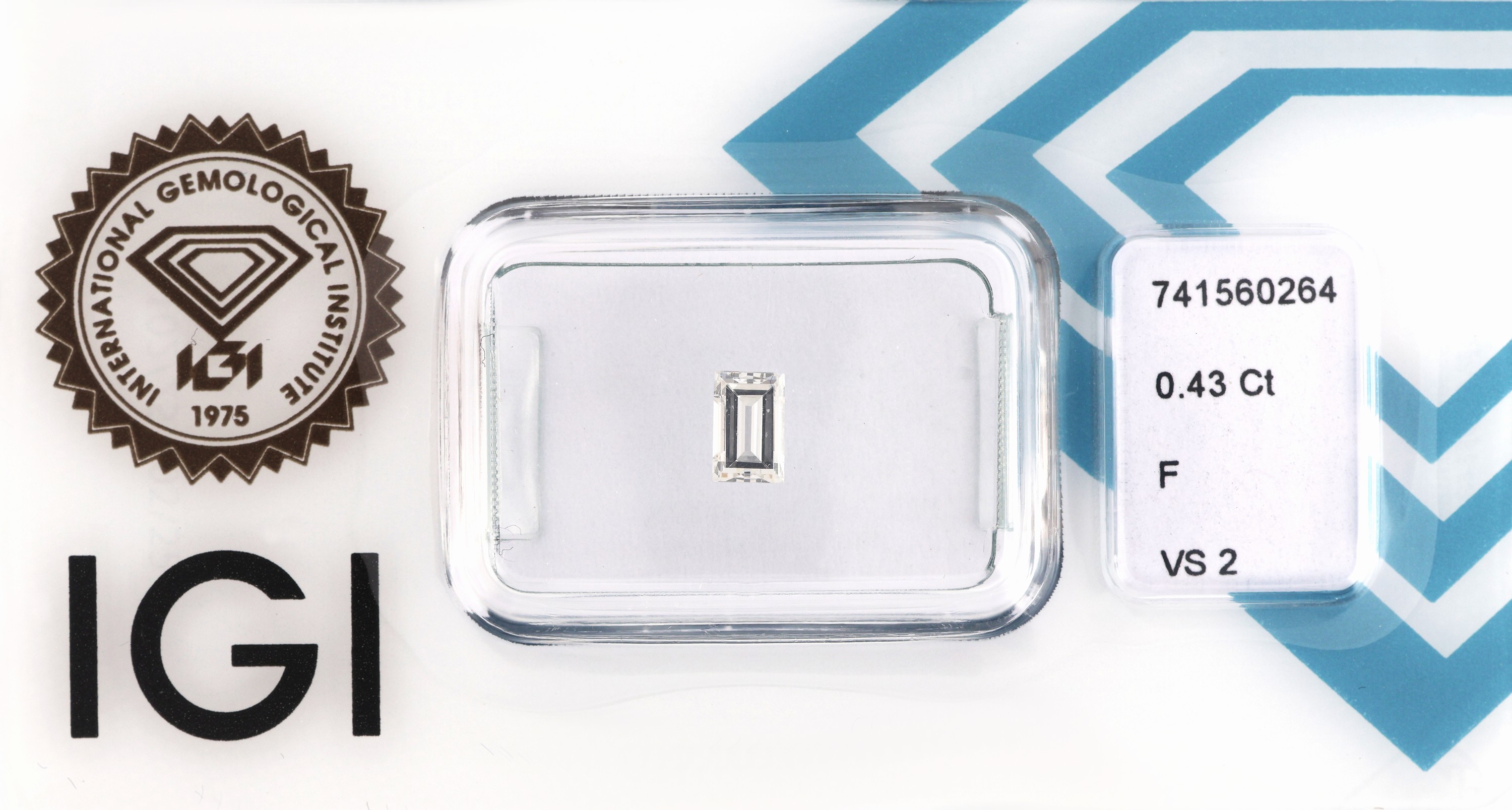 Image 27076731 - Loser Diamant, 0.43 ct feines Weiß(F)/vs2, Baguette, eingeschweißt, IGI-Expertise anbei ...