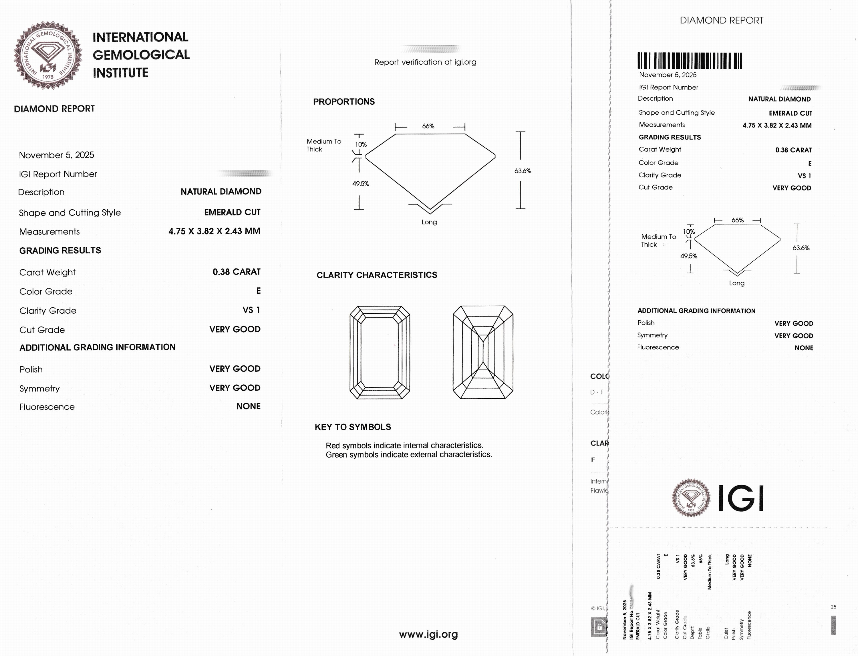 Detail a: Loser Diamant, 0.52 ct feines Weiß(G)/si1, Navette, eingeschweißt, IGI-Expertise anbei