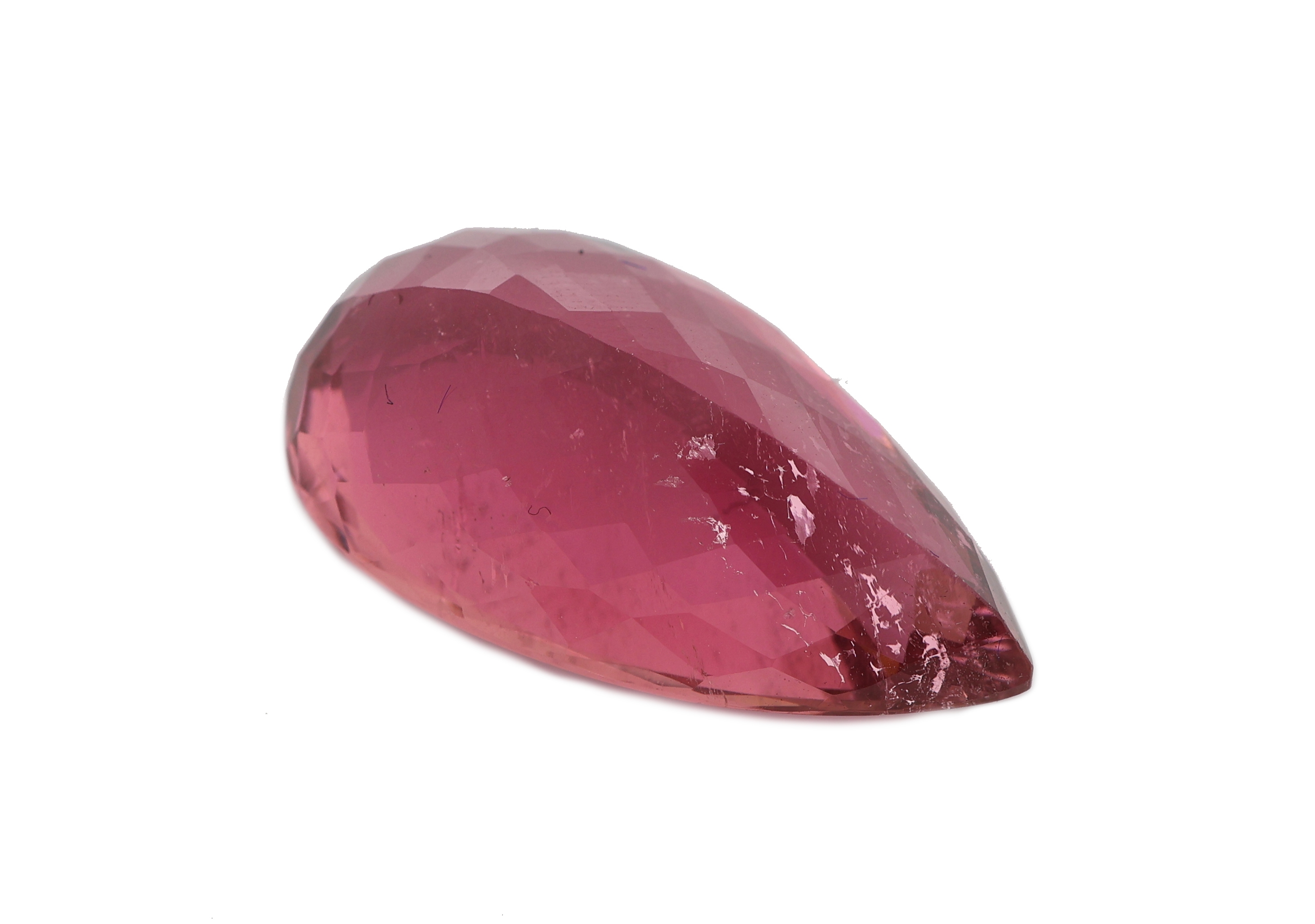 Detail b: Loser Rubellit, ca. 17.21 ct, facett. Tropfen,ca. 23.38 x 13.35 x 8.41 mm, Purplish Pink, Herkunft Mosambik