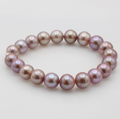 Image 27076700a - Flexibles Armband mit Süßwasserzuchtperlen, pinkfarb. Mingperlen im Verlauf, D. ca. ...