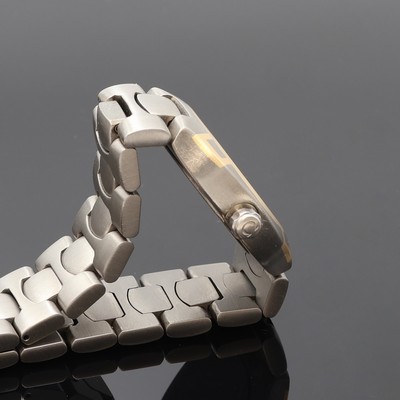 27076701c - OMEGA Damenarmbanduhr Polaris Referenz 7951031, quarz, Titangeh. Gold-Intarsiert, orig. ...