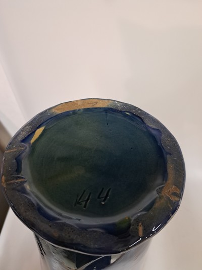 27076707d - Große Vase, Frankreich, um 1900, Jugendstil, Keramik mit ochsenblutroter und blauer ...