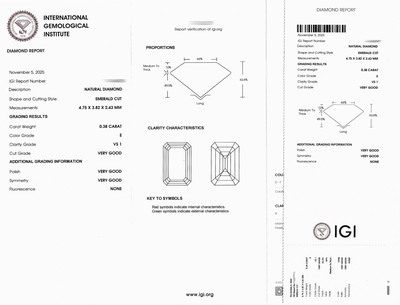 27076733a - Loser Diamant, 0.52 ct feines Weiß(G)/si1, Navette, eingeschweißt, IGI-Expertise anbei ...