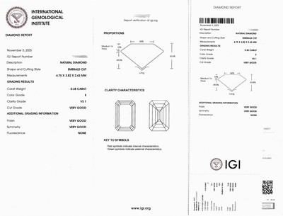 27076738a - Loser Diamant, 0.38 ct hochfeines Weiß(E)/vs1, Emerald Cut, eingeschweißt, ...