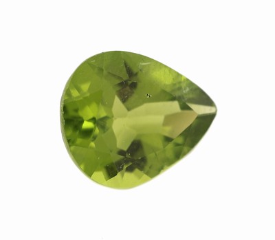 27076749a - Loser Peridot, ca. 6.49 ct, facett. Tropfen, ca. 13.93 x 11.45 x 6.48 mm, Herkunft Burma ...