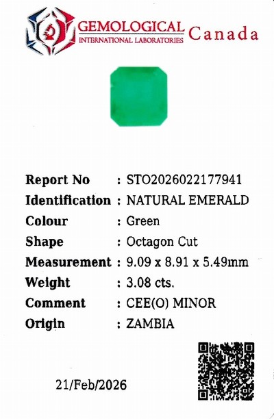 27076863a - Loser Smaragd, ca. 3.08 ct, facett. Carree