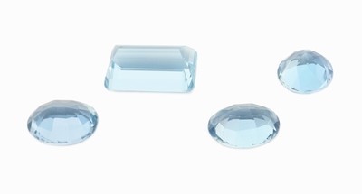 27077147a - Konvolut 4 lose Aquamarine, zus. ca. 8.7 ct, 1x rundfacett., 2 x ovalfacett., 1 x facett. ...