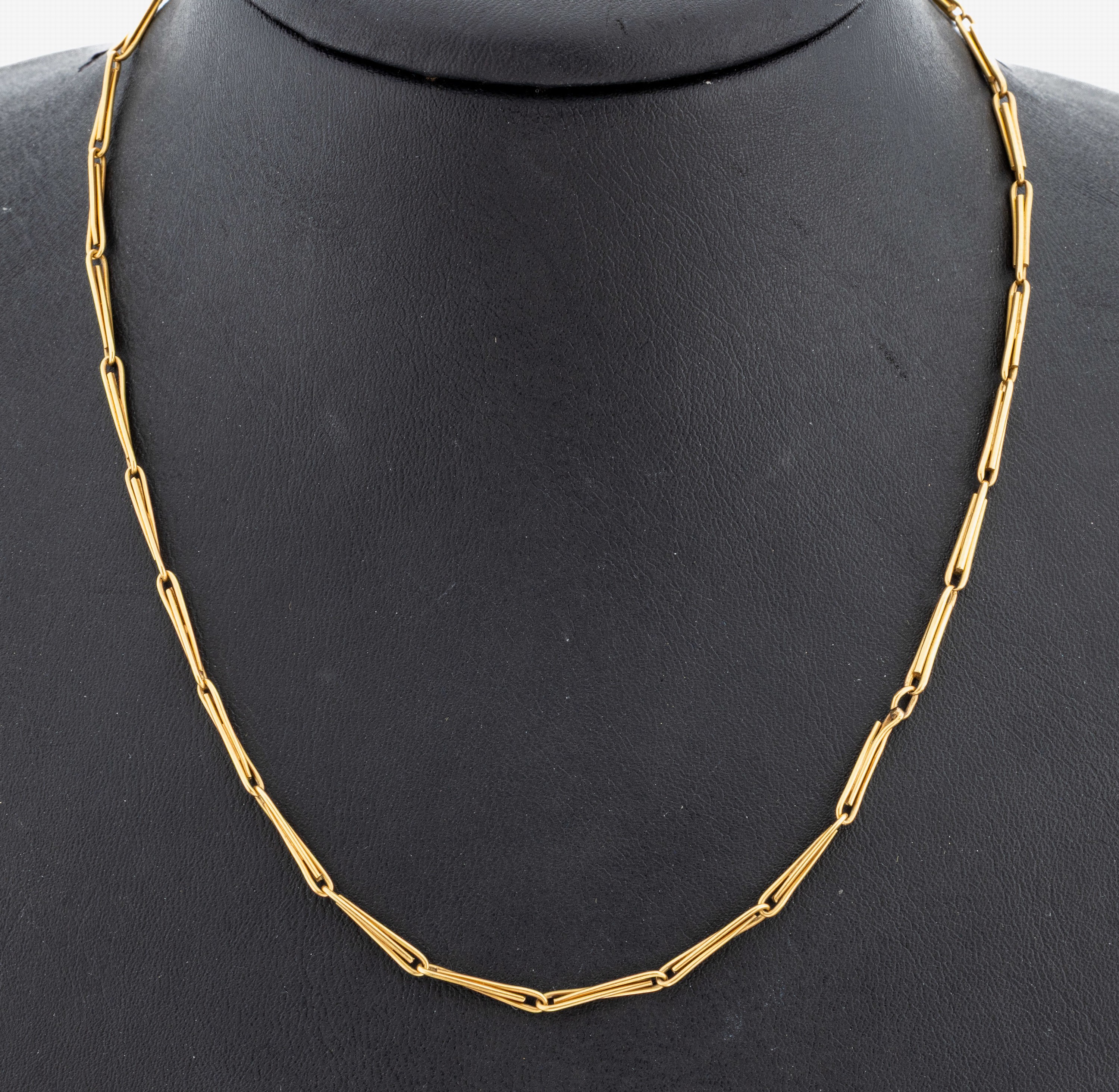 Image 27077589 - 18 kt Gold Collier, um 1910, GG 750/000 gepr., L. ca. 93 cm, Federringschließe, ca. ...