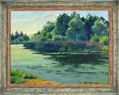27077569k - Gustav Heinrich Münch-Mannheim, 1884-1922, Am Altrhein, Öl/Lwd, rechts unten signiert, ...