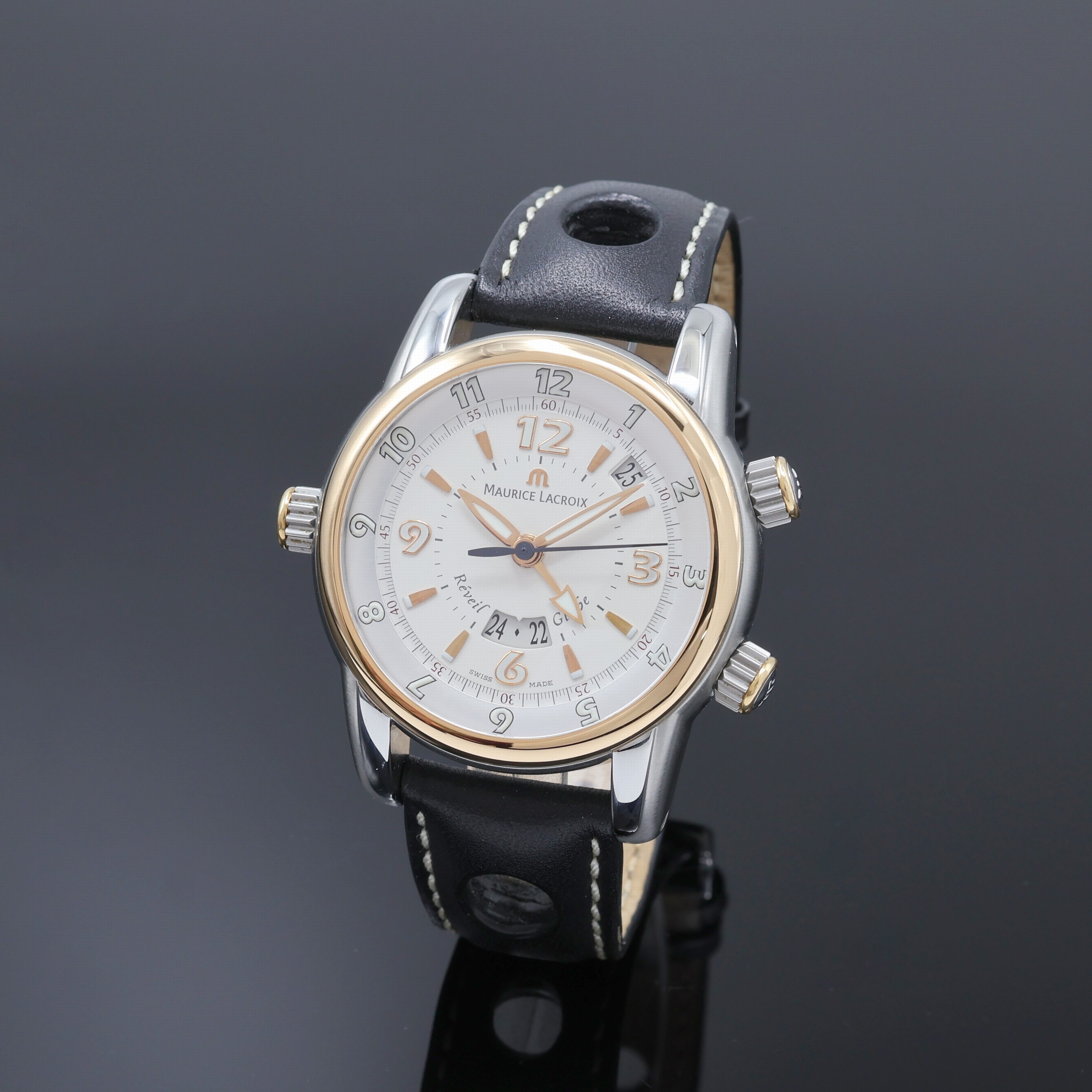 Image 27077601 - MAURICE LACROIX Masterpiece Reveil Globe Armbanduhr mit Wecker Referenz MP6388, ...