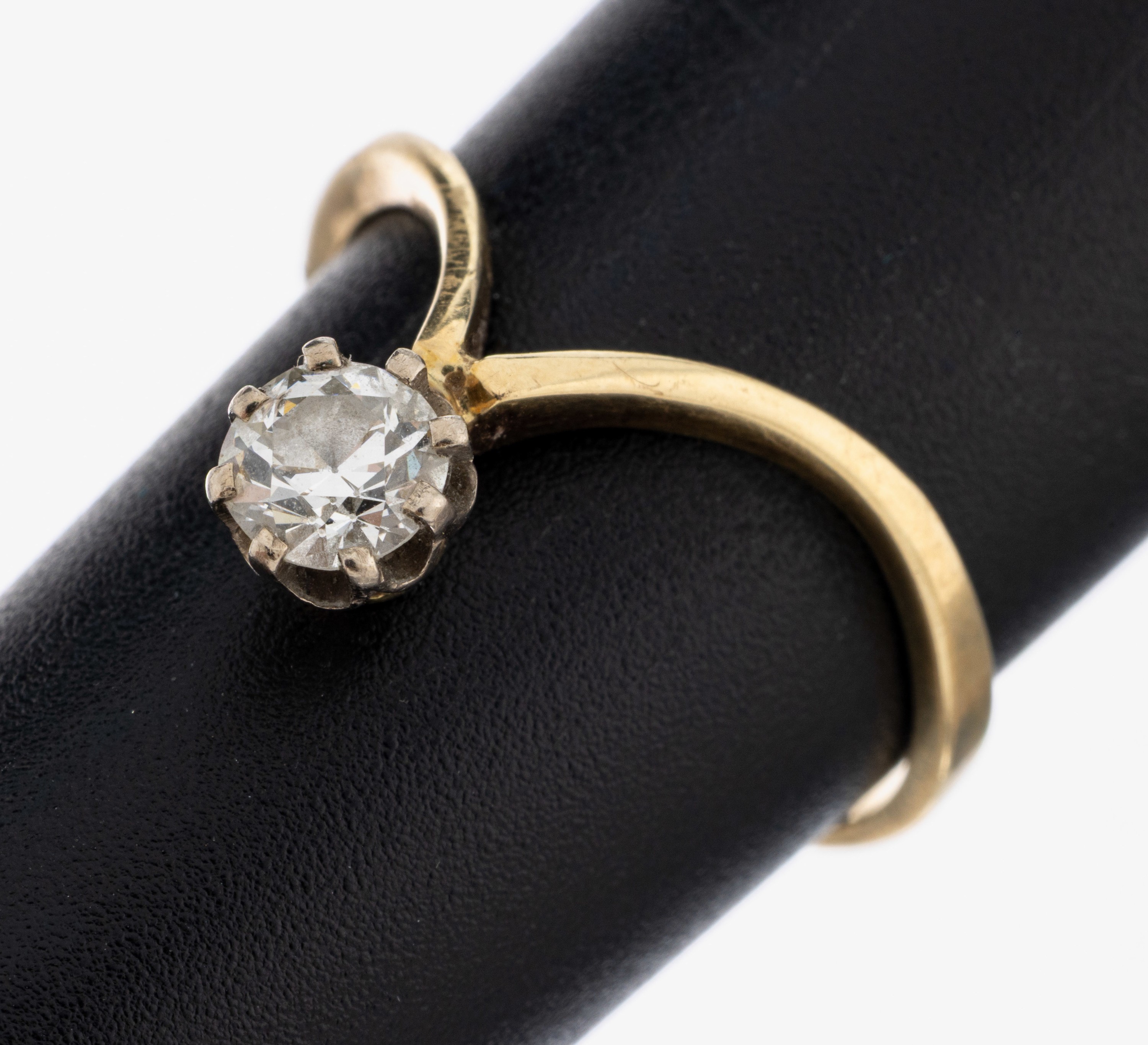 Image 27077666 - 14 kt Gold Diamant-Ring, GG 585/000, Altschliffdiamant ca. 0.40 ct Weiß/si, RW 54, ca. ...