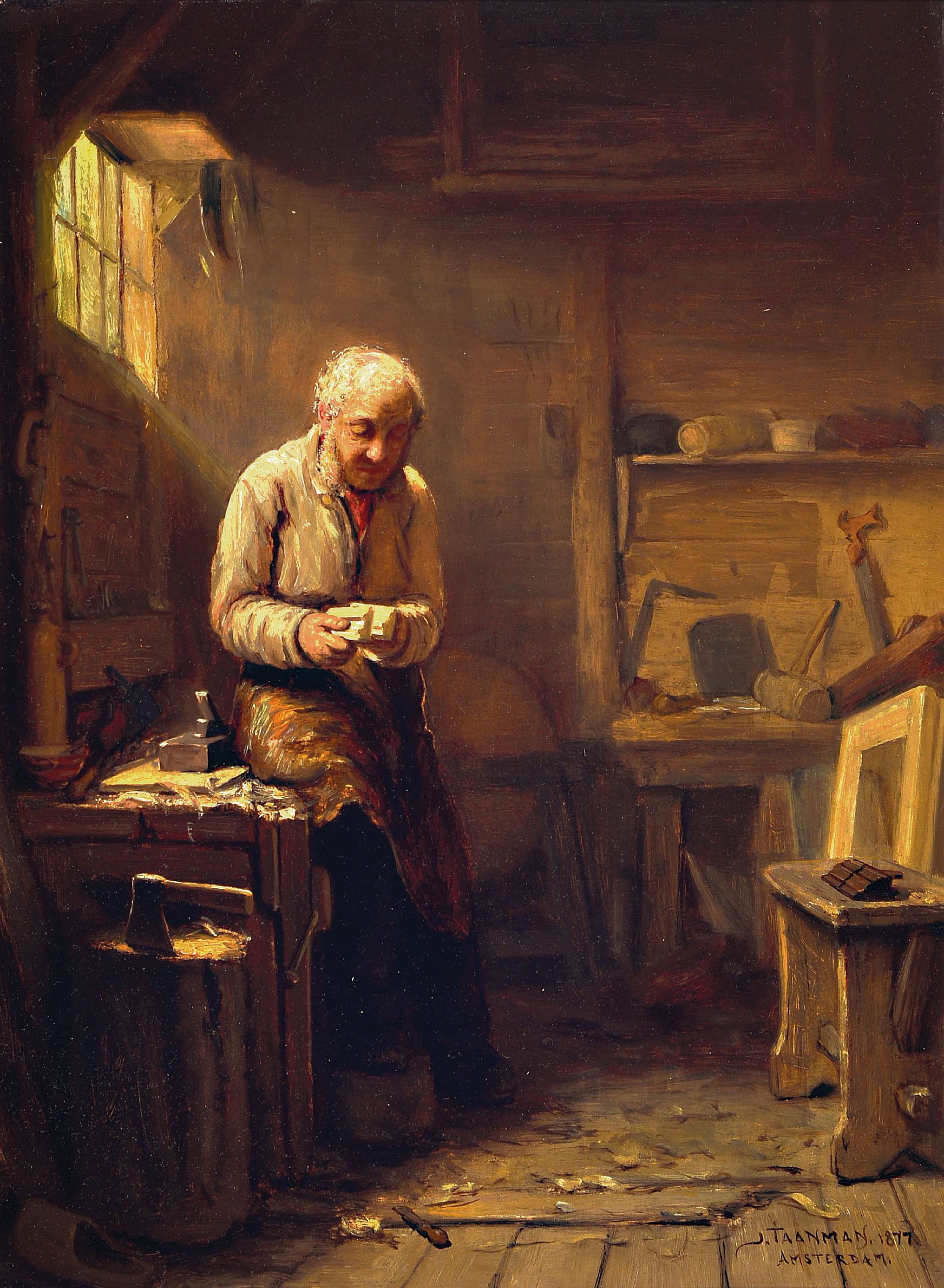 Image 27077687 - Jacob Taanman, 1836-1923 Amsterdam, Schreiber in seiner Werkstatt, Öl/Holz, ca. ...