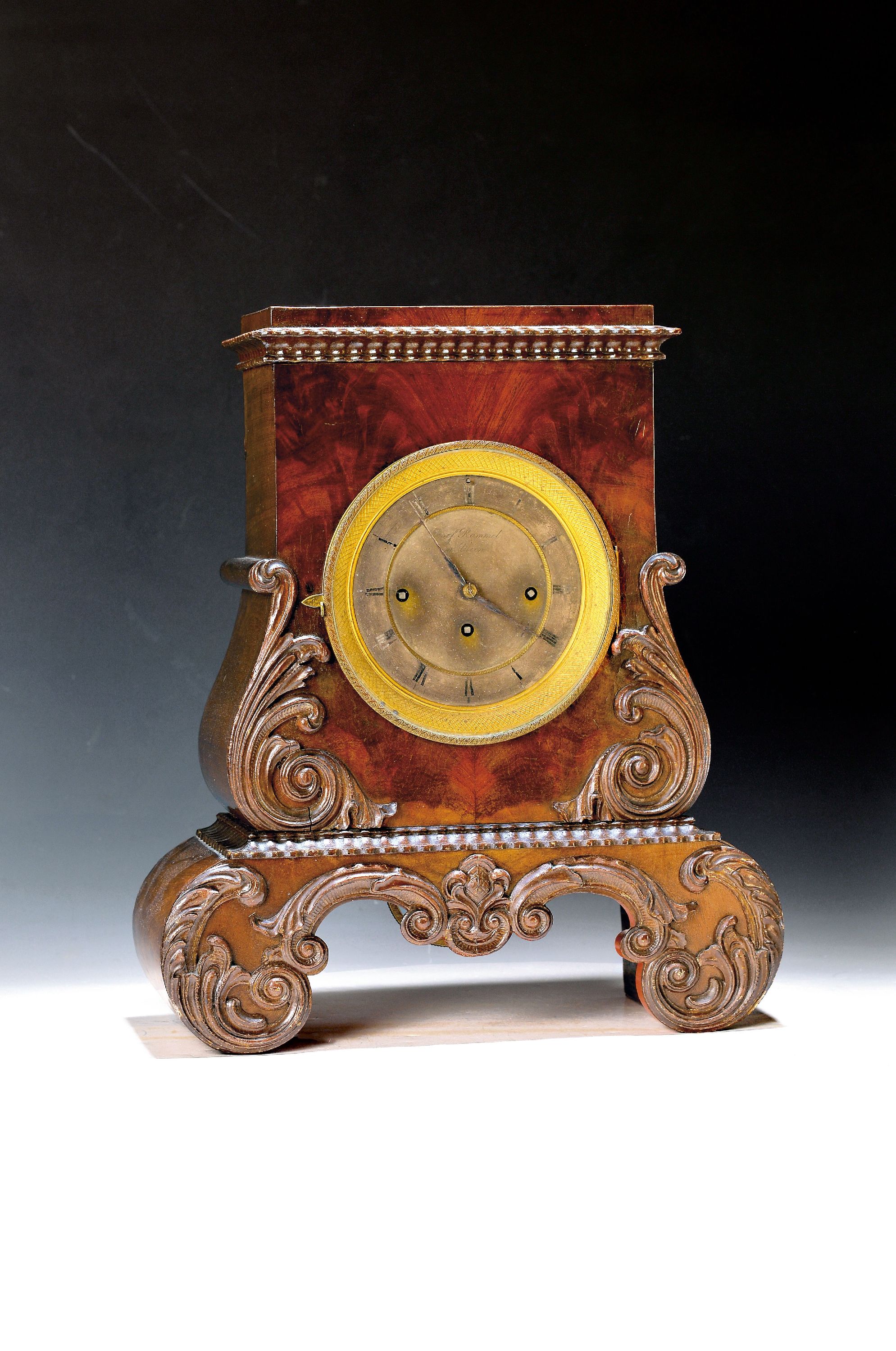 Image 27077915 - Table clock with Viennese chime, signed: Joseph Rammel, Vienna, around 1850, wooden case ...