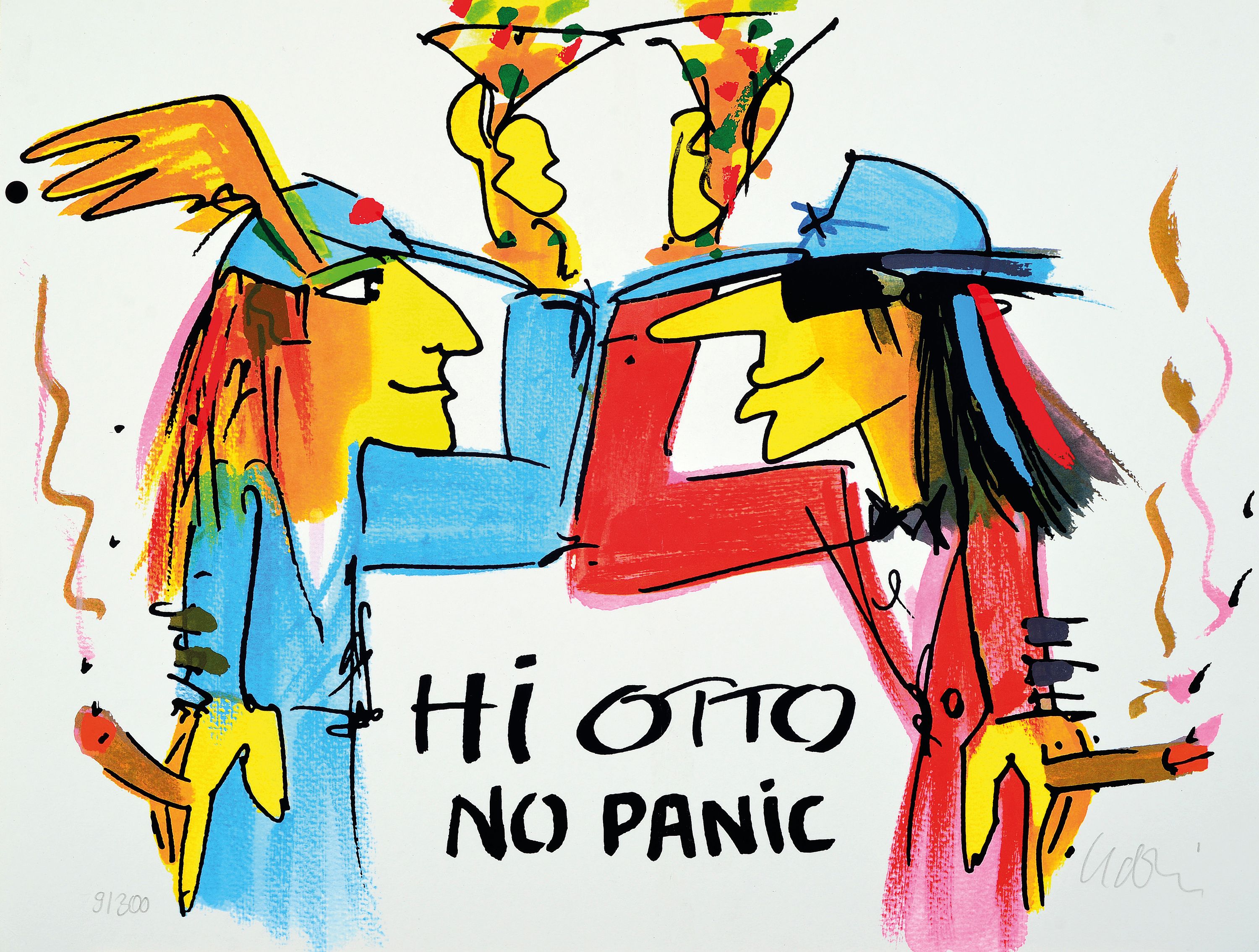 Image 27078170 - Udo Lindenberg, geb. 1946, Hi Otto No Panic, Lithographie, num. 9/300, handsigniert,ca. ...