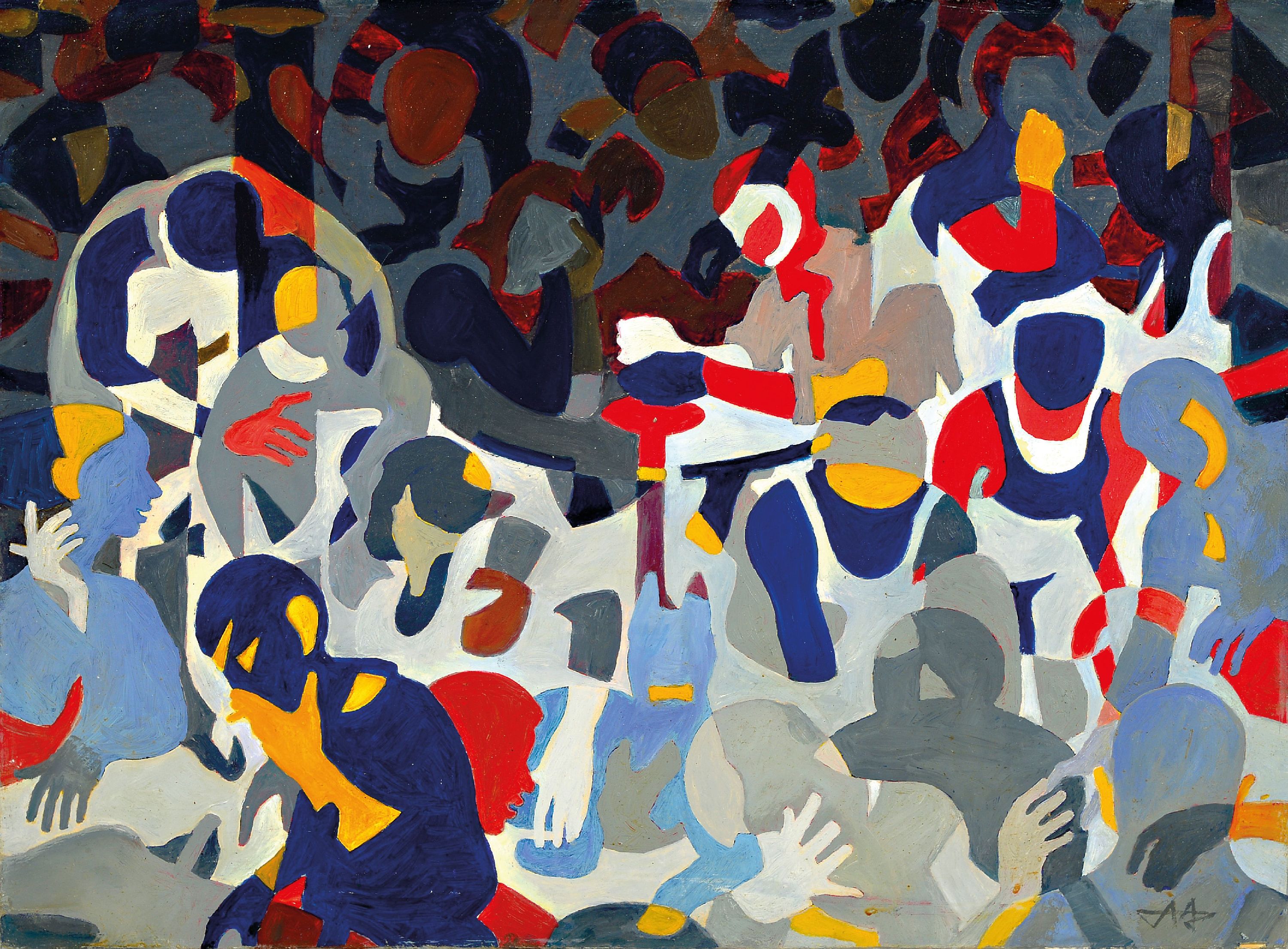 Image 27079014 - Ante Milas, geb. 1953 Ivanovac/Kroatien, Ohne Titel, vielfigurige Szene, Öl/Malkarton, ...