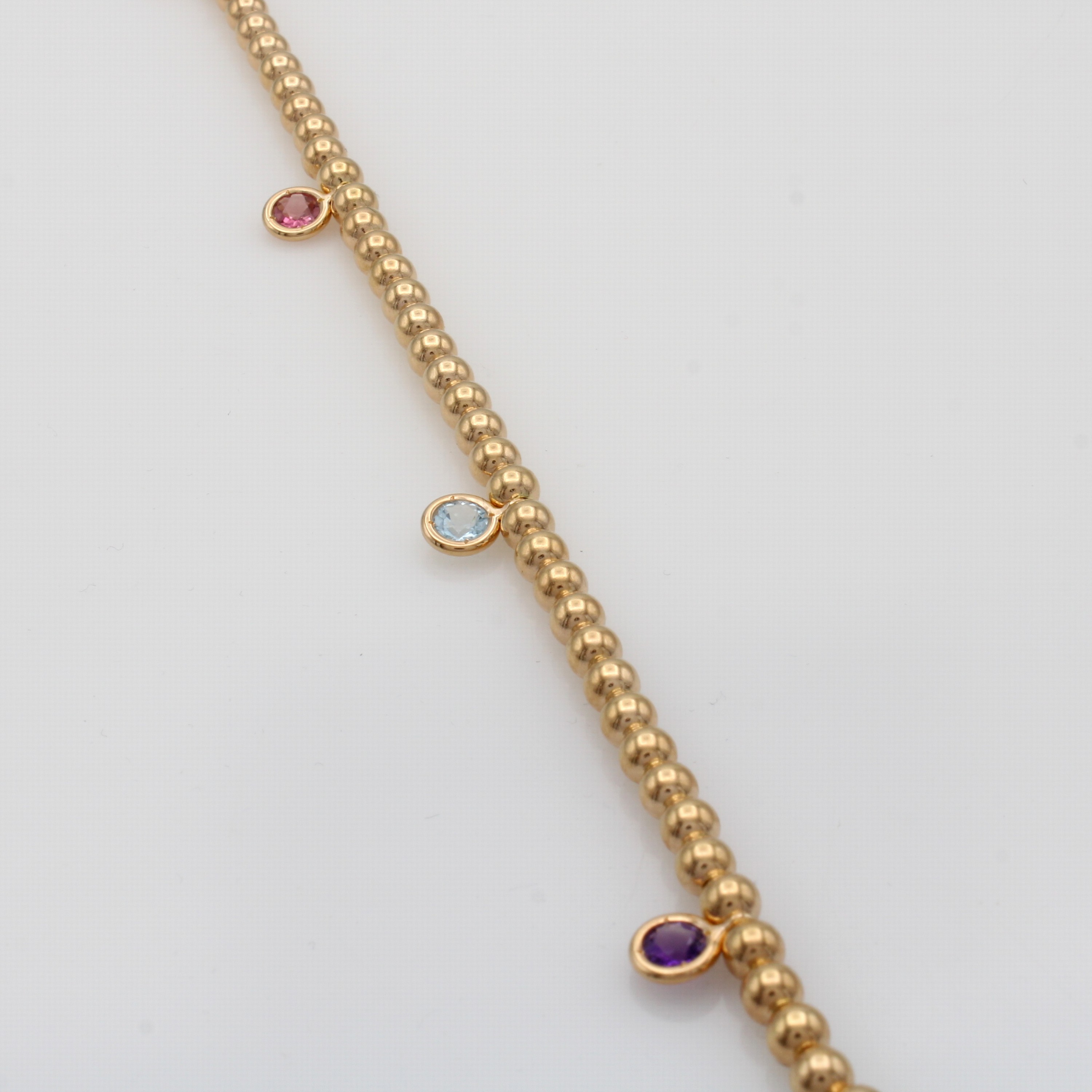 Image 27079122 - Kugelarmband mit Brillant und Farbsteinen, RG 585/000, Brill. ca. 0.05 ct Weiß/si, rosa ...