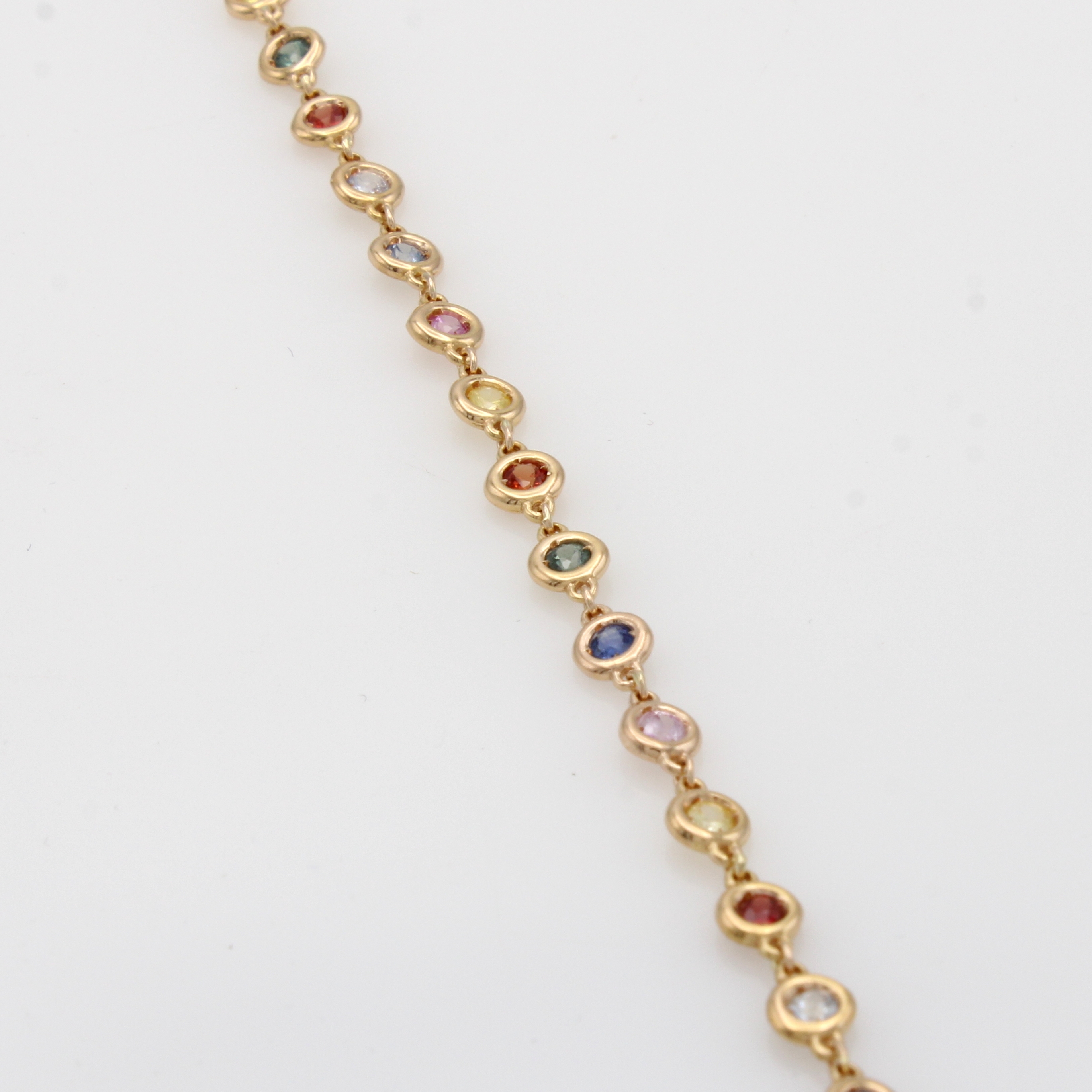 Image 27079128 - Armband mit Saphiren, RG 585/000, bunte Saphire zus. ca. 1.4 ct, Karabinerschl., L. ca. ...