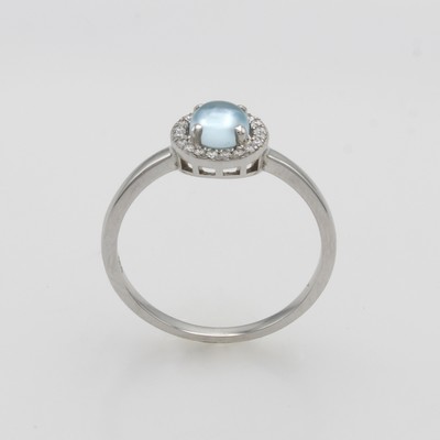 27079544a - Ring mit Blautopas und Brillanten, WG 590/000, Brill. zus. ca. 0.08 ct Weiß/si, Topas ...
