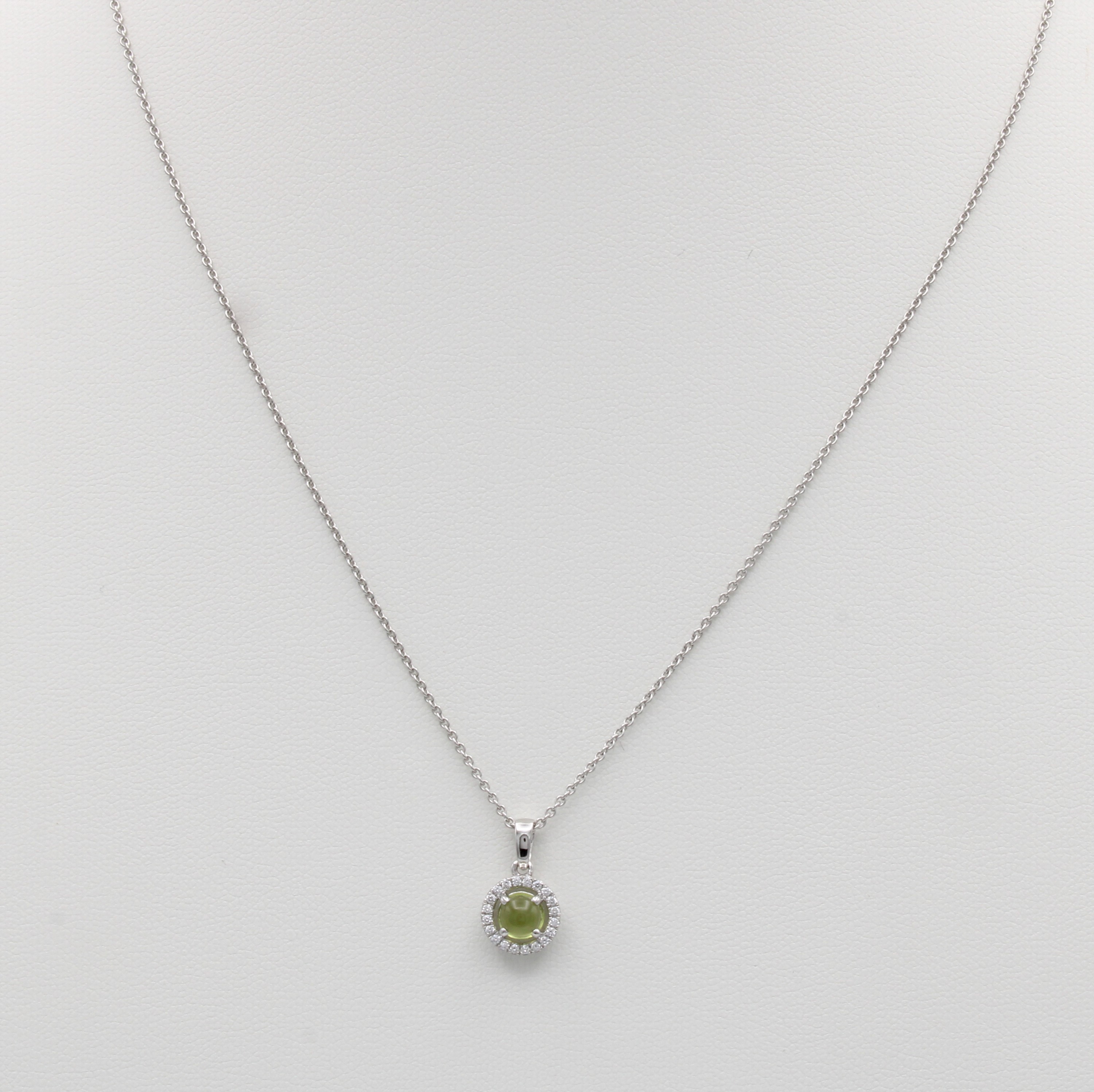 Image 27079628 - Anhänger mit Peridot und Brillanten an Kette, WG 590/000, Brill. zus. ca. 0.08 ct ...