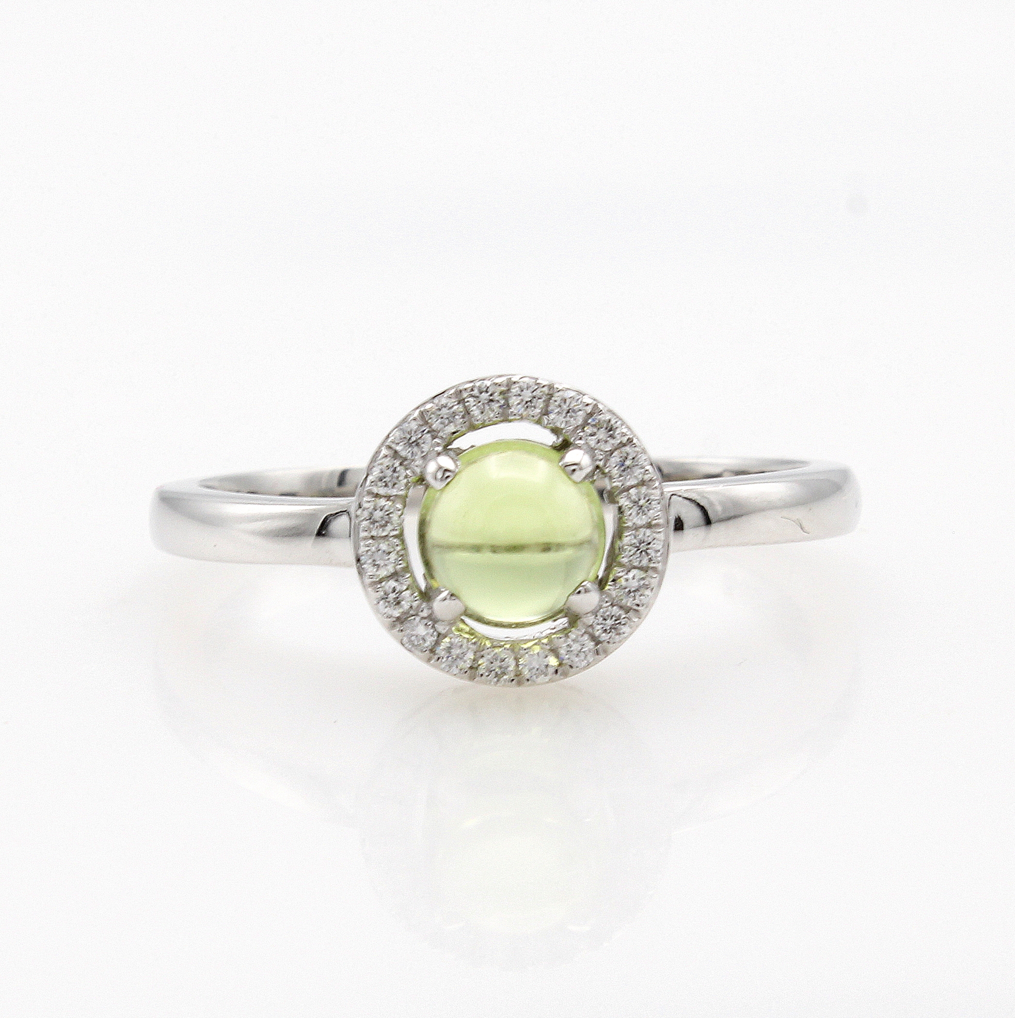 Image 27079629 - Ring mit Peridot und Brillanten, WG 590/000,Brill. zus. ca. 0.08 ct Weiß/si, RW ca. 54 ...