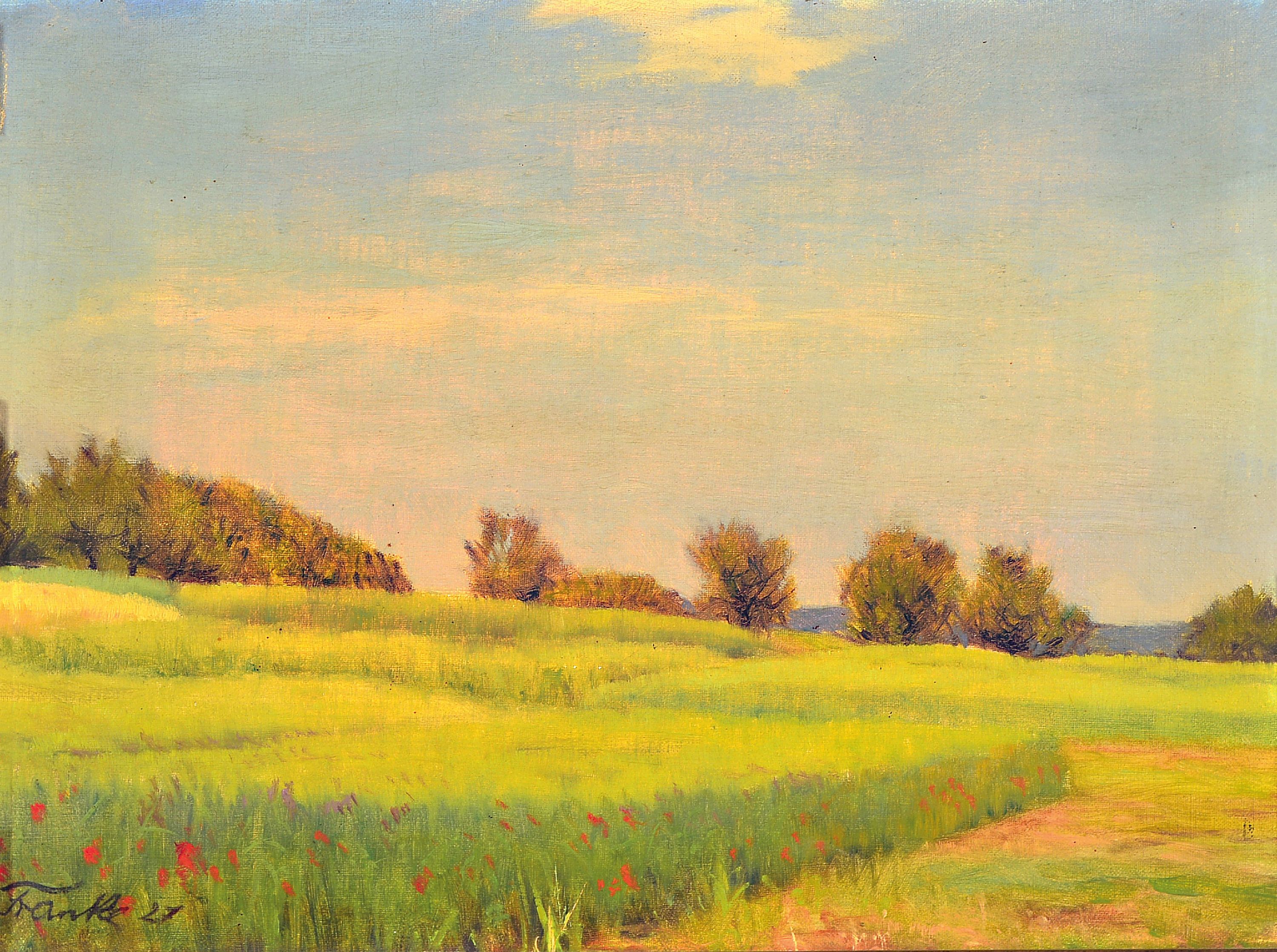 Detail a: Hanny Franke, 1890 Koblenz-1973 Frankfurt am Main, 2 Ölgemälde: Taunuslandschaft, Öl/Lwd, links unten sign. und dat. 27, ca. 26x35cm, R. ca. ...