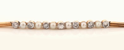 27079607a - 14 kt Gold Jugendstil Diamant-Perl-Armband, um1890-1900, RG 585/000, Mittelteil ...
