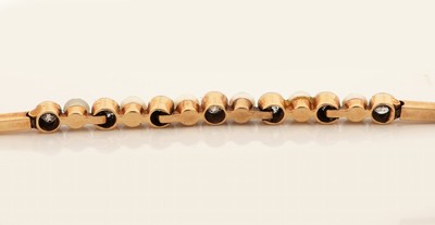 27079607c - 14 kt Gold Jugendstil Diamant-Perl-Armband, um1890-1900, RG 585/000, Mittelteil ...