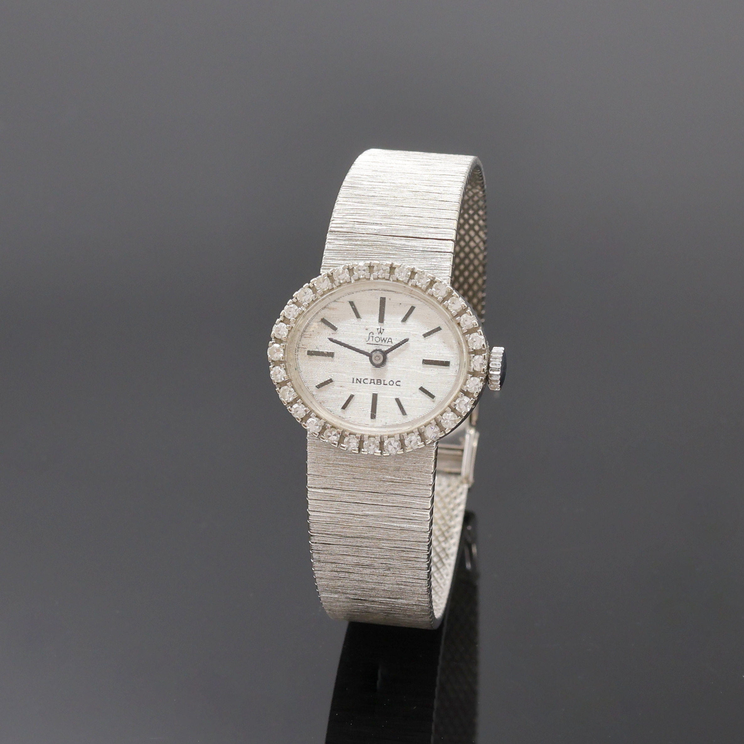 Image 27079788 - STOWA 18k white gold and diamonds set ladies wristwatch, Germany/Switzerland around 1965, ...