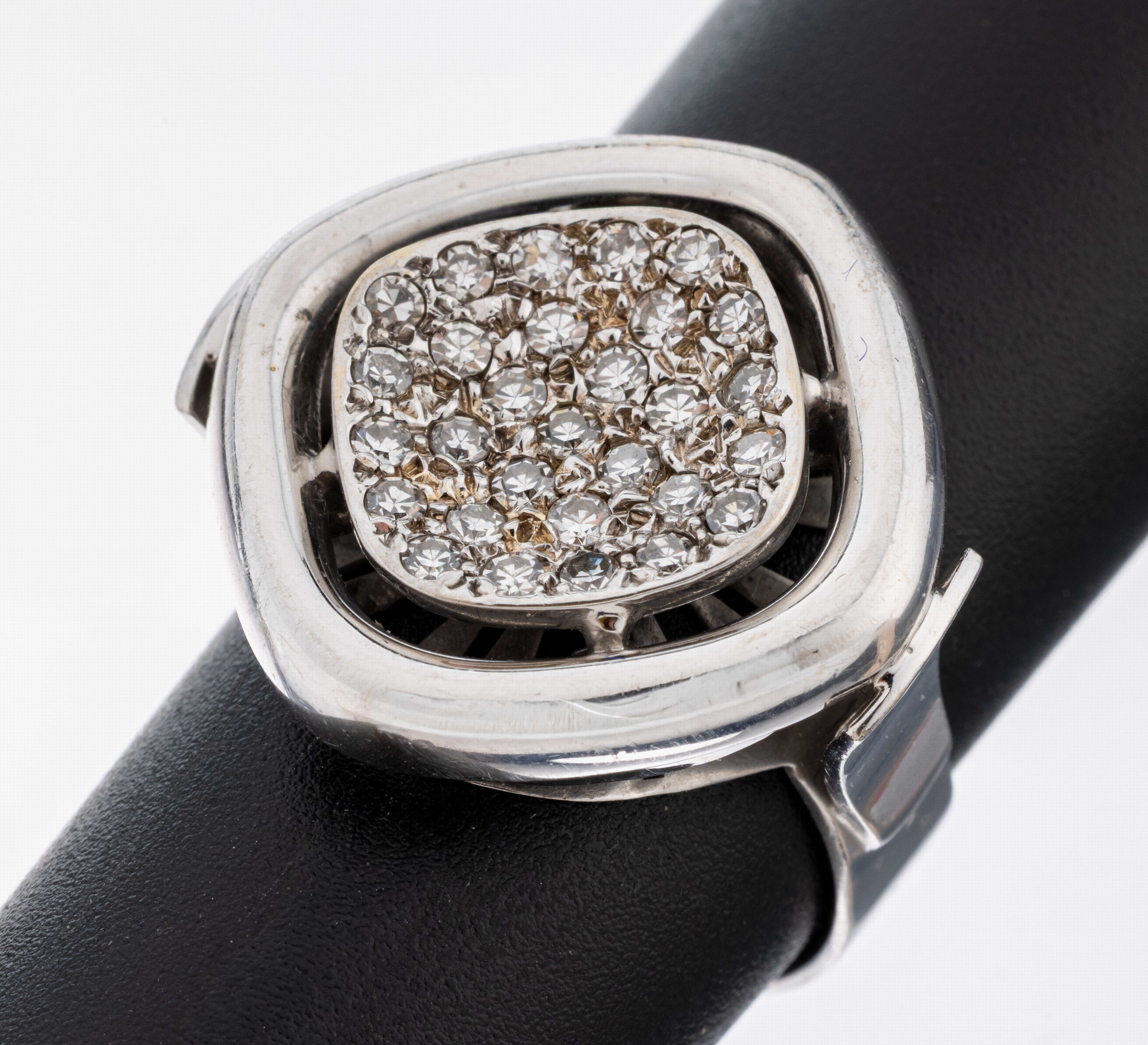 Image 27079790 - Ausgefallener 14 kt Gold Diamant-Ring, WG 585/000, trapezf. Ringkopf, 26 8/8-Diamanten ...