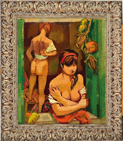 27079787k - Wilhelm Bürger, born 1908 Köthen, was based inMannheim, Two girls at the window, ...