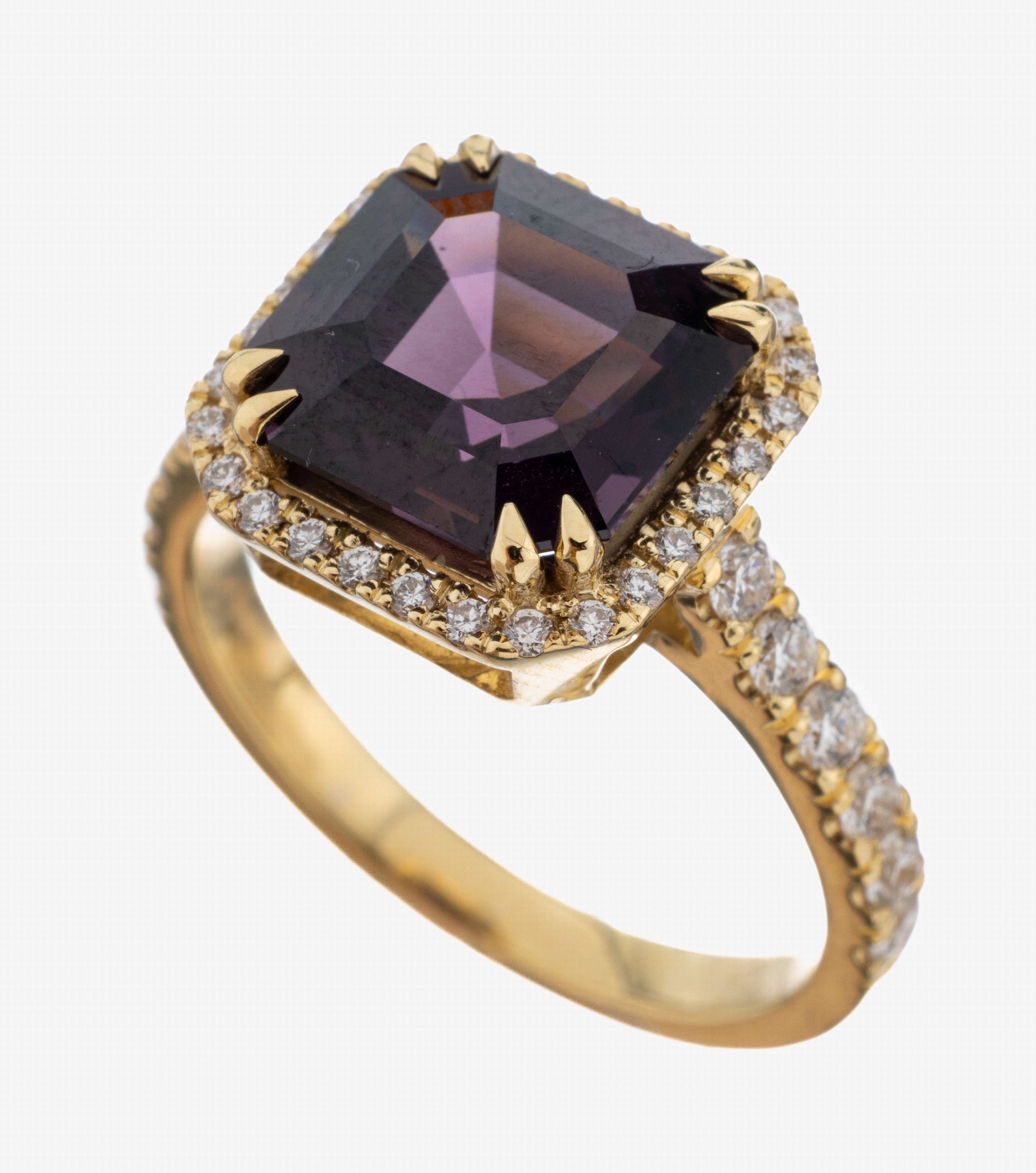 Image 27079814 - 18 kt Gold Spinell-Brillant-Ring, GG 750/000, Brillanten zus. ca. 0.50 ct feines ...