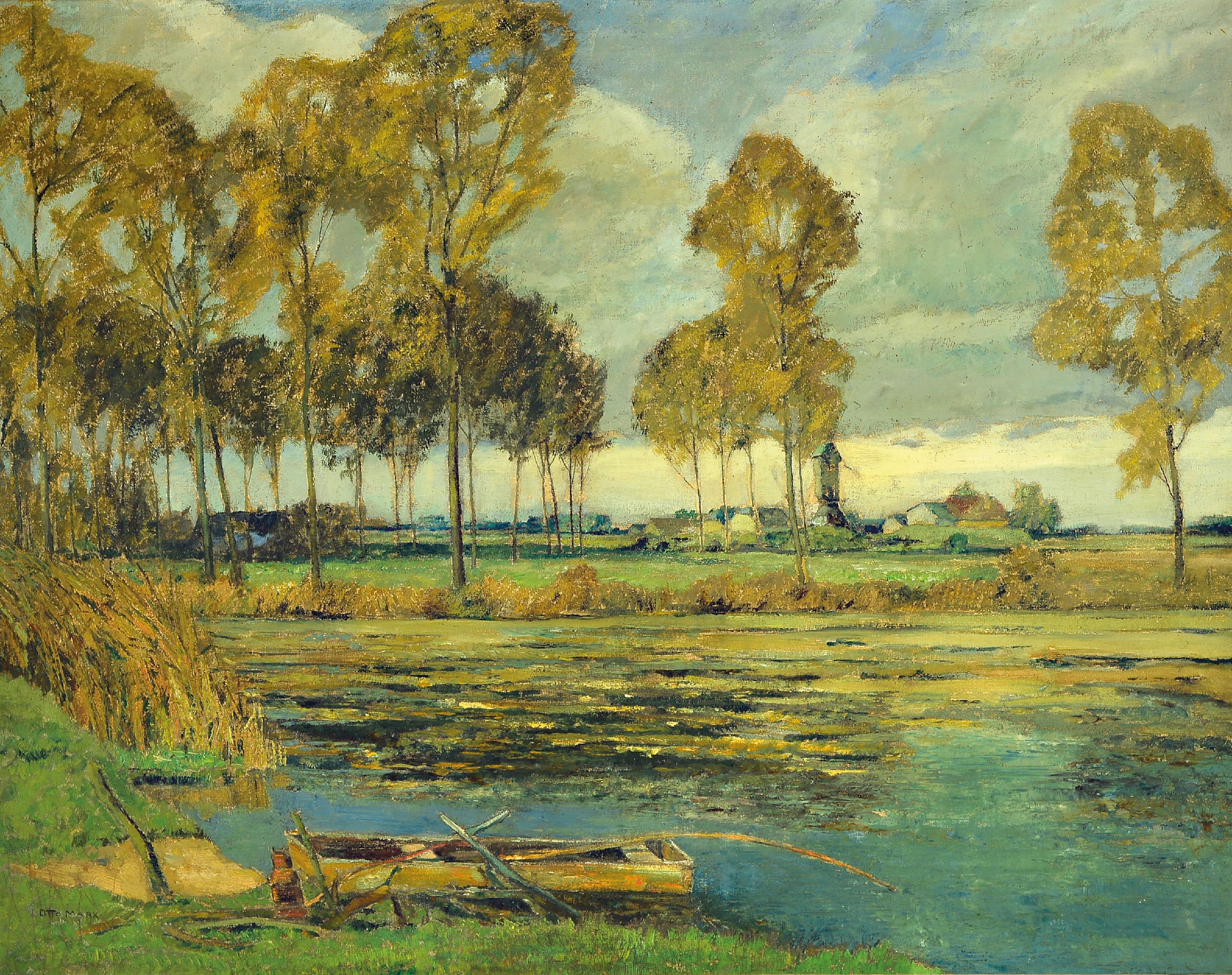 Image 27079881 - Otto Marx, 1887 Düsseldorf-1967 Xanten, Landschaft am Niederrhein, Öl/Lwd, links unten ...