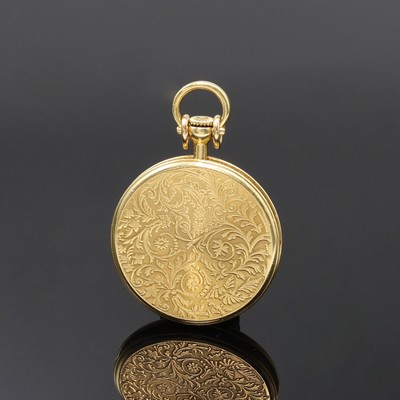 27079973a - CHOPARD offene Damentaschenuhr in GG 750/000, Schweiz um 1970, Handaufzug, geriffelter ...