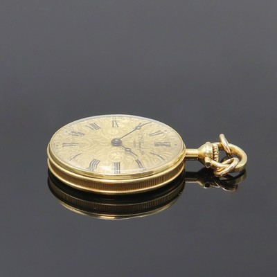 27079973b - CHOPARD offene Damentaschenuhr in GG 750/000, Schweiz um 1970, Handaufzug, geriffelter ...