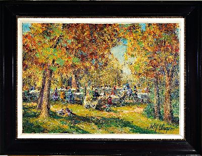 27080190k - Wolfgang Heinz Unger, 1929 Halle/Saale-2019, ´Waldcafé´ rückseitig so betitelt, ...