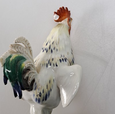 27081544b - 4 Porzellanfiguren, Hühner und Hähne, Meissen, 19./20. Jh., bemalt, zwei Stück leicht ...
