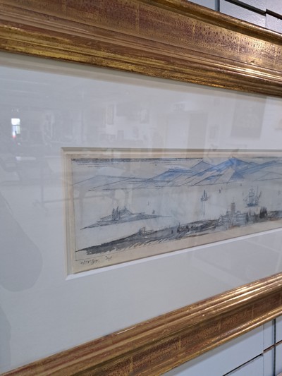 27083271a - Lyonel Feininger, 1871-1956 New York, Segelboote auf einem Vorgebirgssee, Aquarell und ...