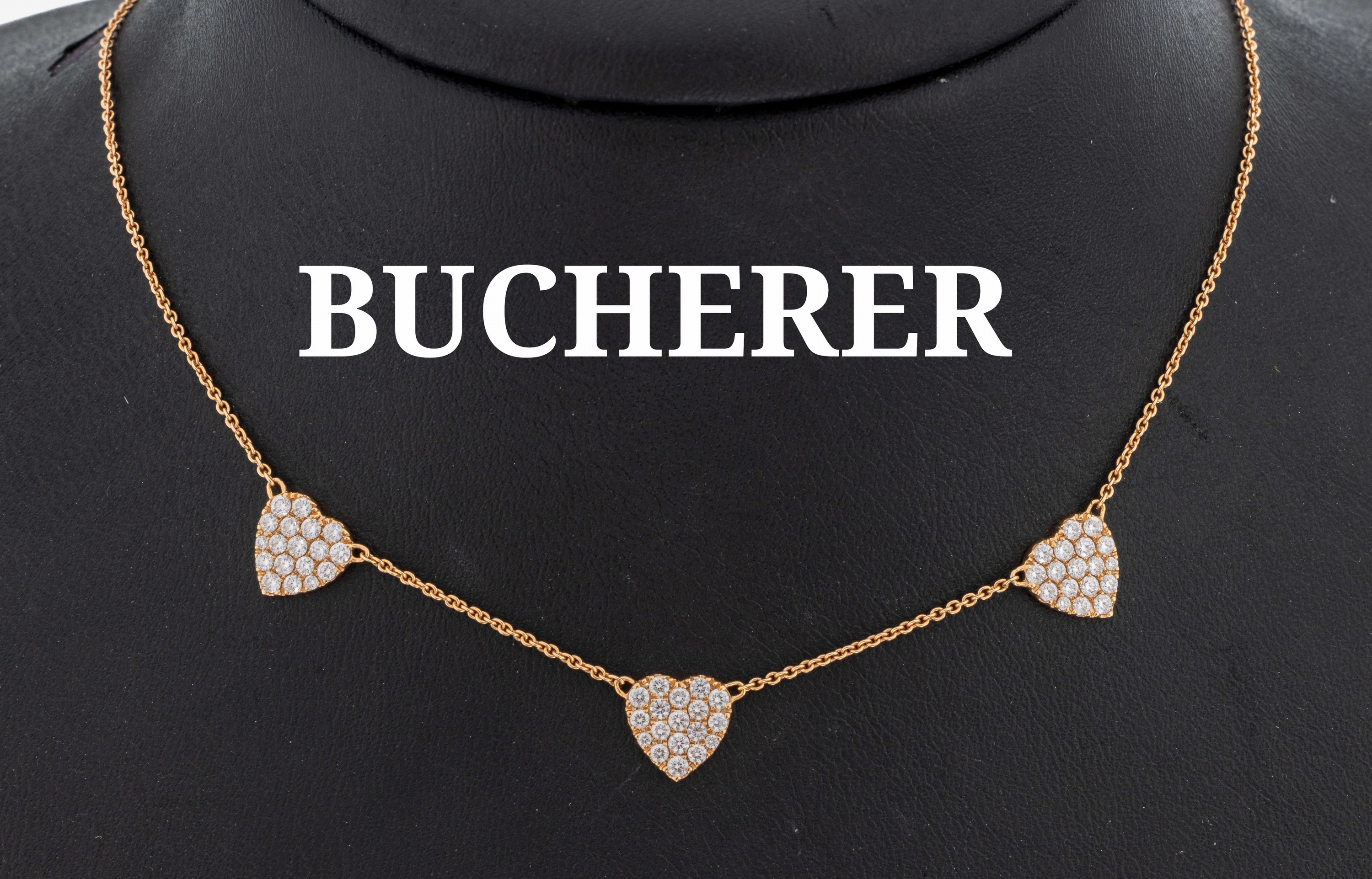 Image 27083428 - 18 kt Gold BUCHERER Brillant-Collier, RG 750/000, 3 herzf. Glieder mit 54 Brillanten ...