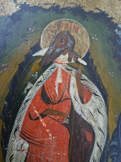 27083489c - Ikone, Russland, um 1900, die feurige Himmelfahrt des Hl. Elias, Tempera auf Holz, ca. ...