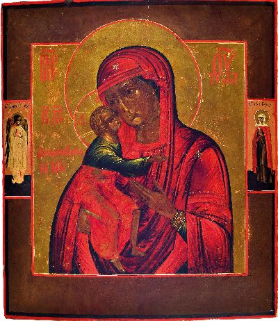 27083491k - Ikone, Russland, 2. Hälfte 19. Jh., Gottesmutter Maria mit dem Christuskind, Tempera ...