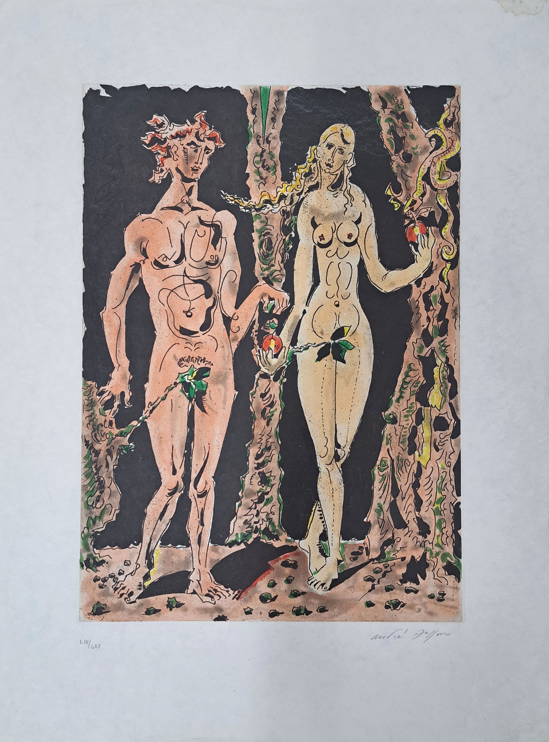 Image 27083544 - André Masson, 1896 Balagny/Oise-1987 Paris, Adam und Eva, Farbradierung auf ...