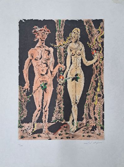 Image André Masson, 1896 Balagny/Oise-1987 Paris, Adam and Eve, color etching on Japanese laid ...