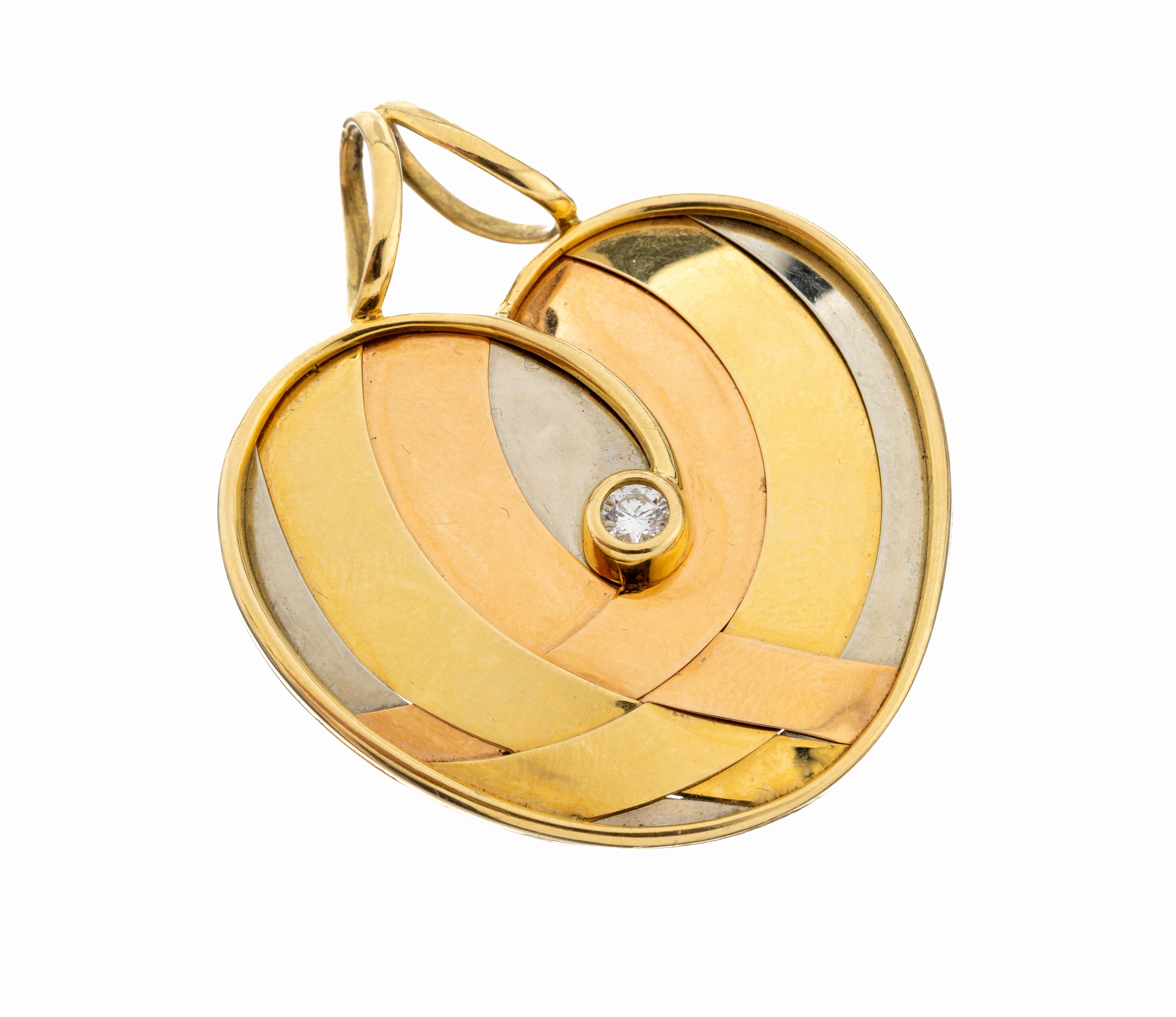 Image 27084049 - 18 kt Gold Brillant-Anhänger, GG/WG/RG 750/000, stil. Herz, mittig Brillant ca. 0.25 ...