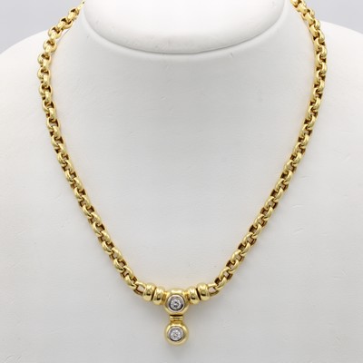 27084052d - Collier mit Brillanten, sign. ´Leo Wittwer´, GG/WG 750/000, 2 Brill. zus. ca. 0.25 ct ...