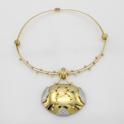 27084053a - Ausgefallenes Collier mit Brillanten, GG/WG 750/000, Goldschmiedemeisterstück Juwelier ...