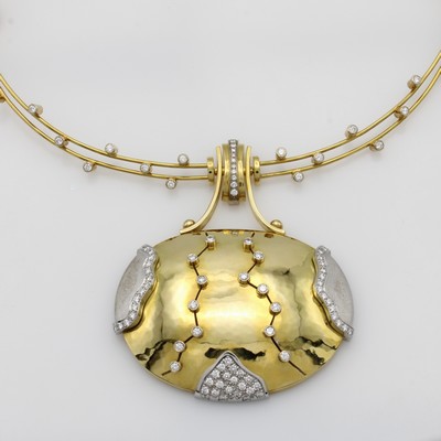 27084053b - Ausgefallenes Collier mit Brillanten, GG/WG 750/000, Goldschmiedemeisterstück Juwelier ...
