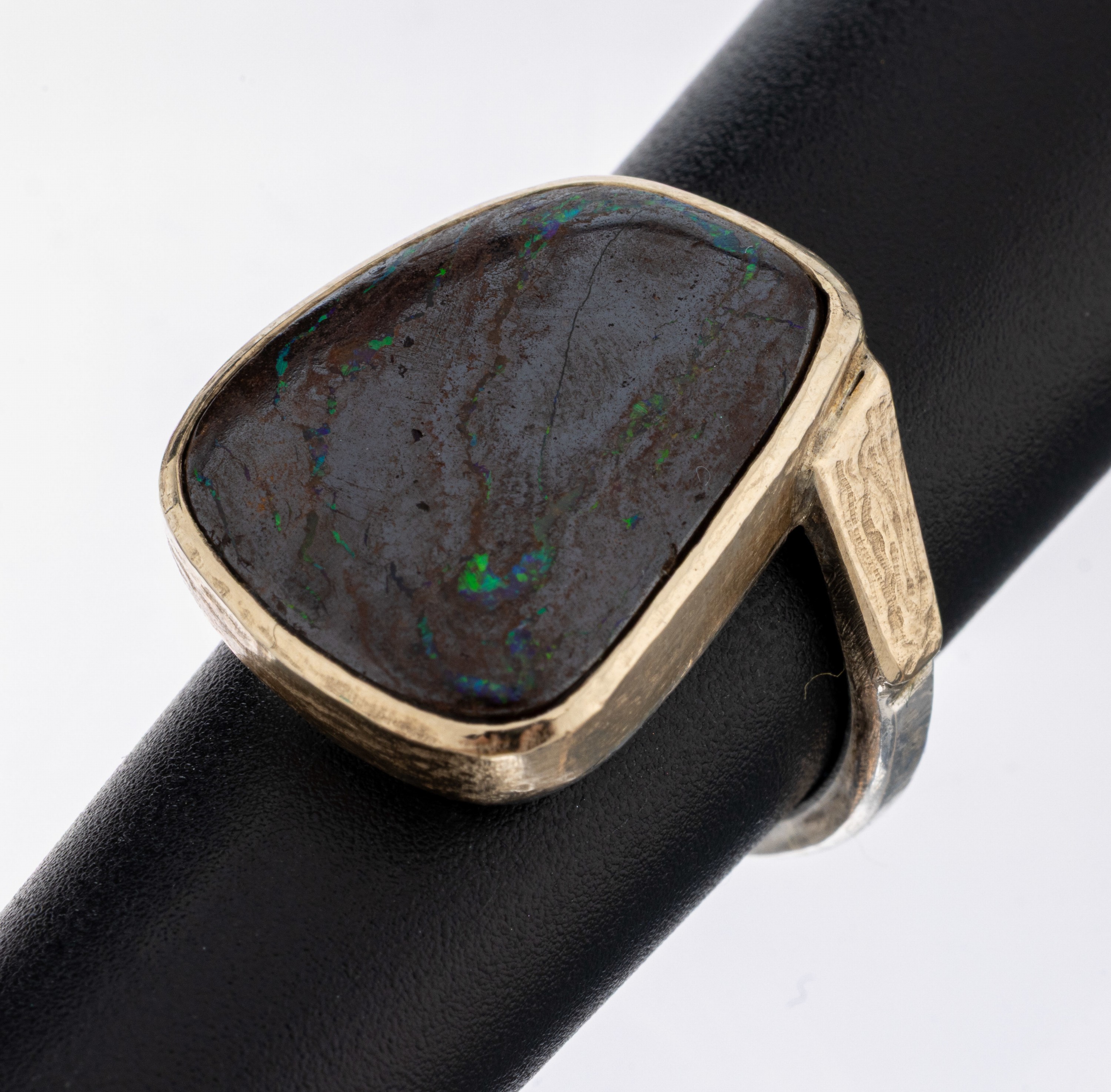 Image 27084521 - Boulderopal-Ring, Silber gepr., Boulderopalmit zartem Farbspiel in Grün und Blau, RW ...