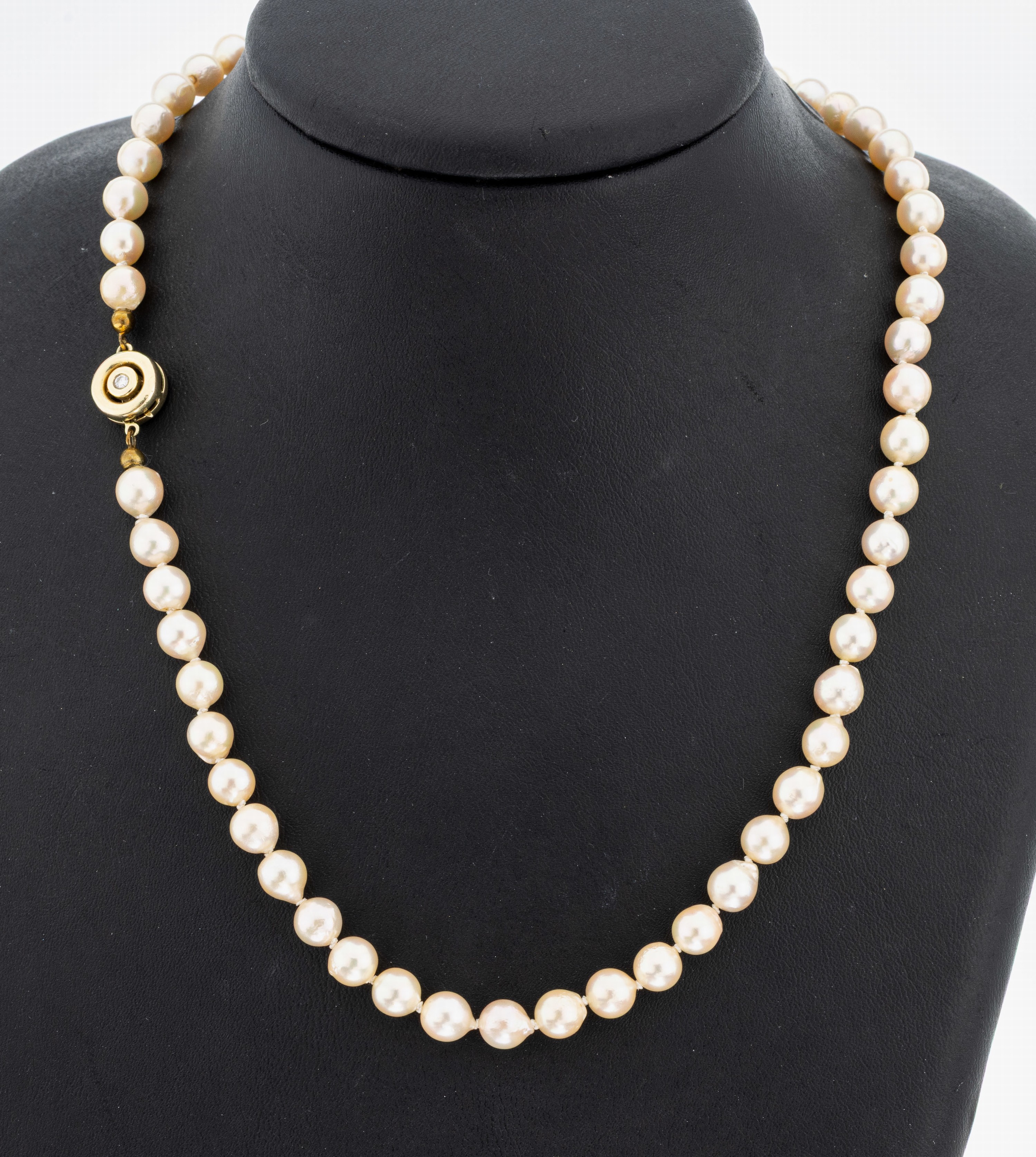 Image 27084523 - Perl-Collier mit 14 kt Gold Brillant-Schließe, GG 585/000, Akoyazuchtperlen, D. ca. ...