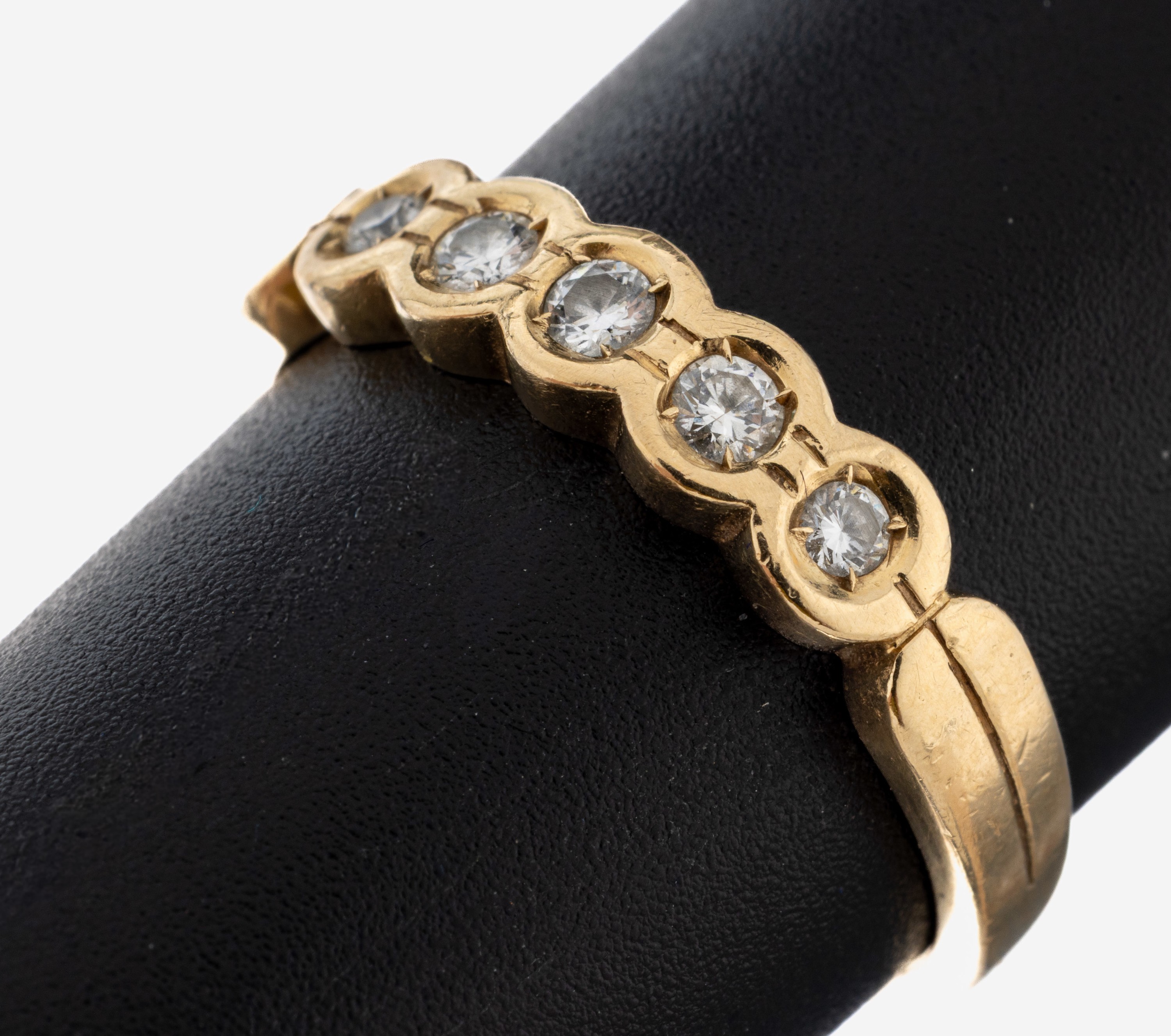 Image 27084529 - 14 kt Gold Brillant-Ring, GG 585/000, 5 Brillanten zus. ca. 0.20 ct Weiß/si, RW 58, ...